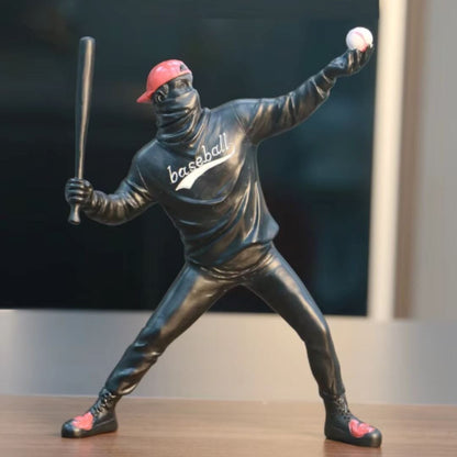 Escultura Moderna Banksy Baseball Conceito Preto 