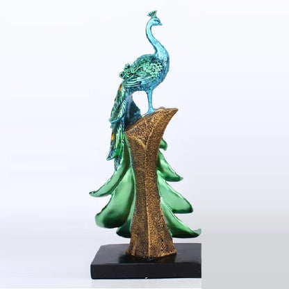 Escultura Moderna Pavão em Resina ### Conceito Azul 34cm 