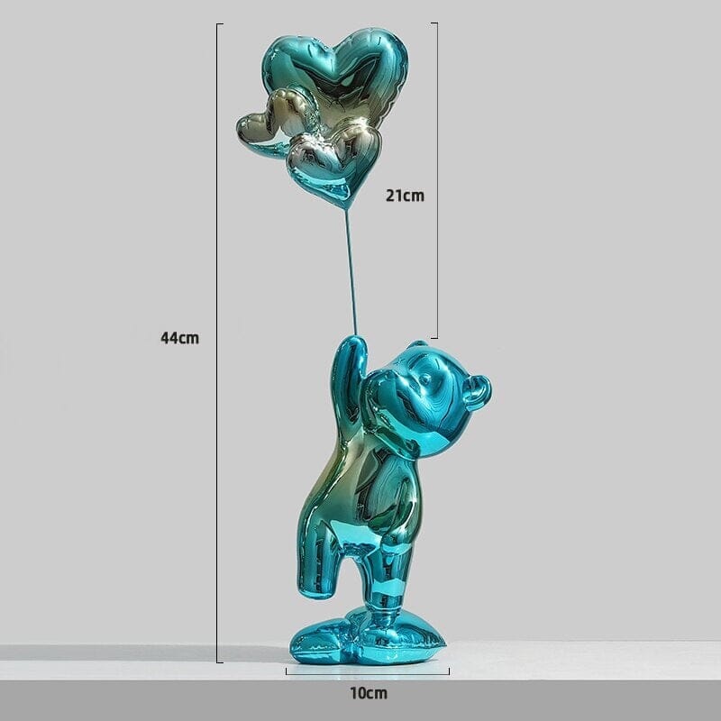 Escultura Namorados In Love - Litle Bear resina Conceito Ursinho de Pé Verde furtacor 