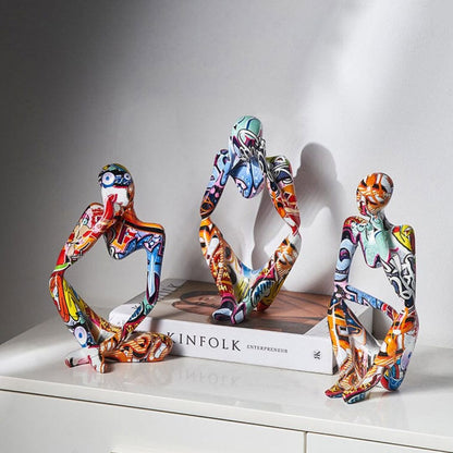 Escultura Pensador Grafite Street & Colors Conceito 