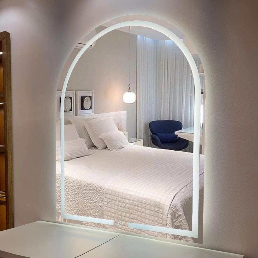 Espelho Decorativo Línea Oval com Led Jateado e Botão Touch 70x50cm Espelho - 0009 Conceito 