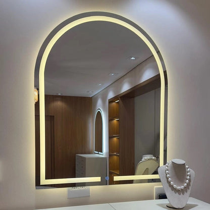 Espelho Decorativo Línea Oval com Led Jateado e Botão Touch 70x50cm Espelho - 0009 Conceito 