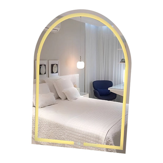 Espelho Decorativo Línea Oval com Led Jateado e Botão Touch 70x50cm Espelho - 0009 Conceito 