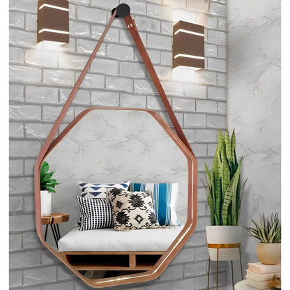 Espelho Decorativo Octagonal Beady Suspenso de Parede Conceito 