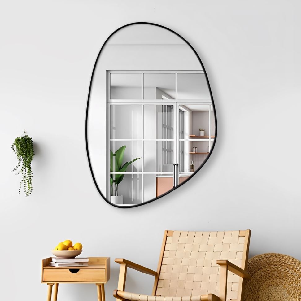 Espelho Decorativo Orgânico de Parede Lucky Conceito Preto 