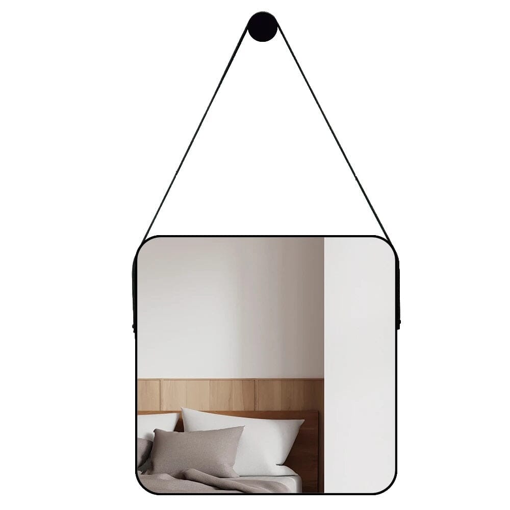 Espelho Decorativo Quadrado Beady Suspenso de Parede 50cm Espelho - 0013 Conceito Preto 