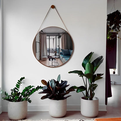 Espelho Decorativo Redondo Beady Suspenso de Parede 60cm Conceito 
