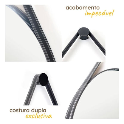 Espelho Decorativo Redondo Beady Suspenso de Parede 60cm Conceito 
