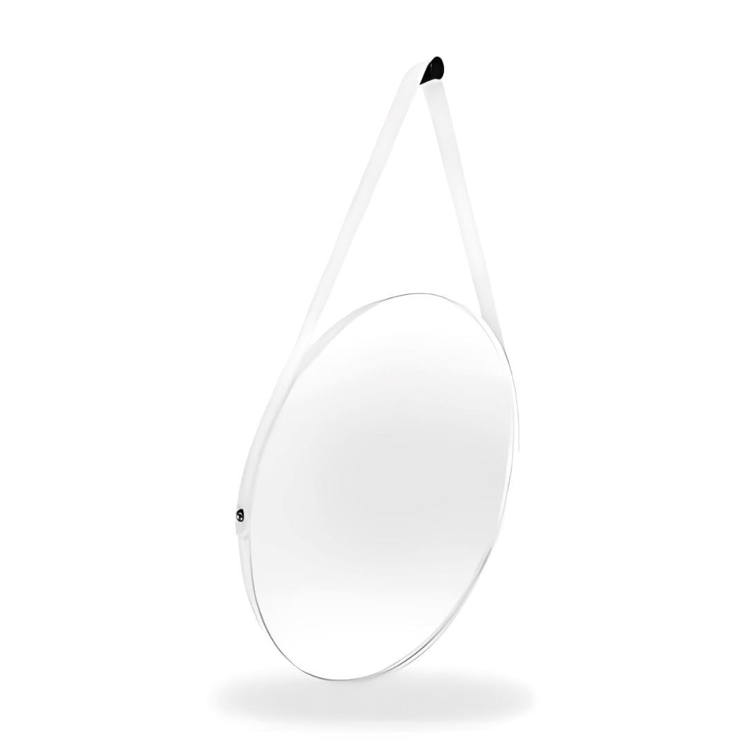 Espelho Decorativo Redondo Beady Suspenso de Parede 60cm Conceito Branco 