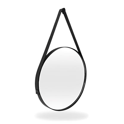 Espelho Decorativo Redondo Beady Suspenso de Parede 60cm Conceito Preto 