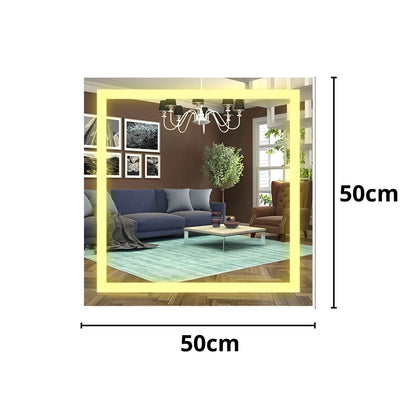 Espelho Decorativo Square Line com Led Jateado e Botão Touch 50cm Conceito 