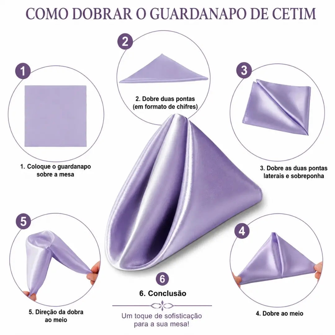 Guardanapo de Tecido Cetim Style Elegance Kit 12PÇ