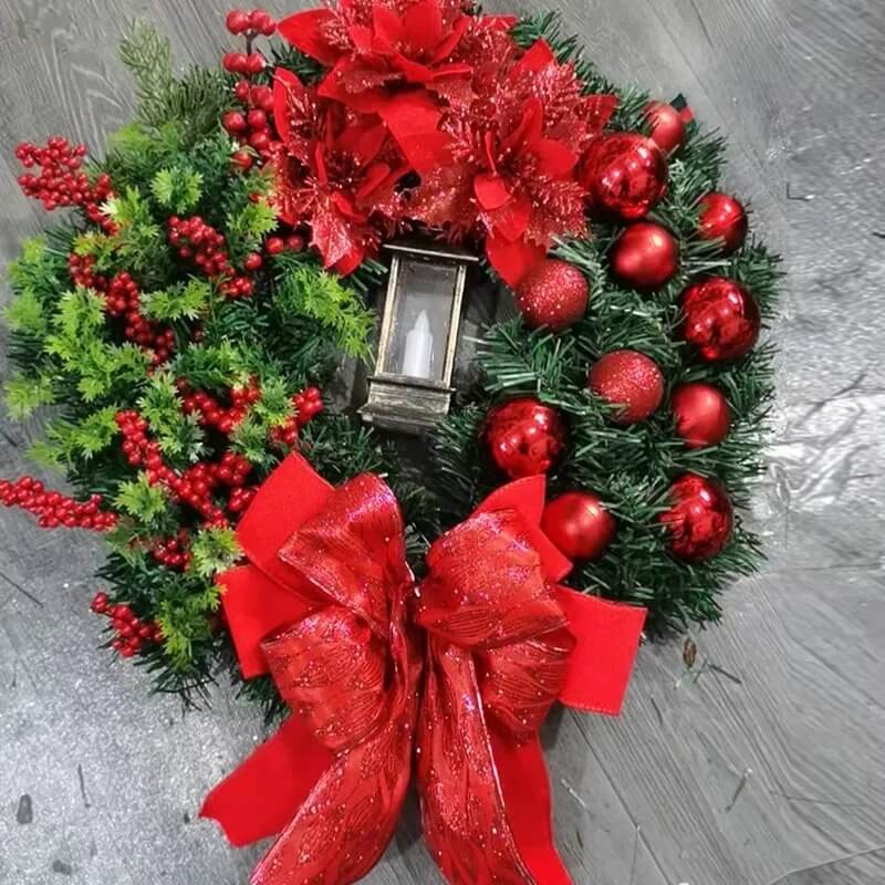 Guirlanda de Porta com Lanterna Luz Led Feliz Natal