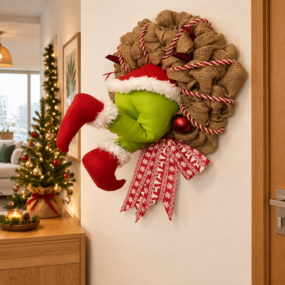 Guirlanda de Porta Grinch Papai Noel Decoração Natal Christmas