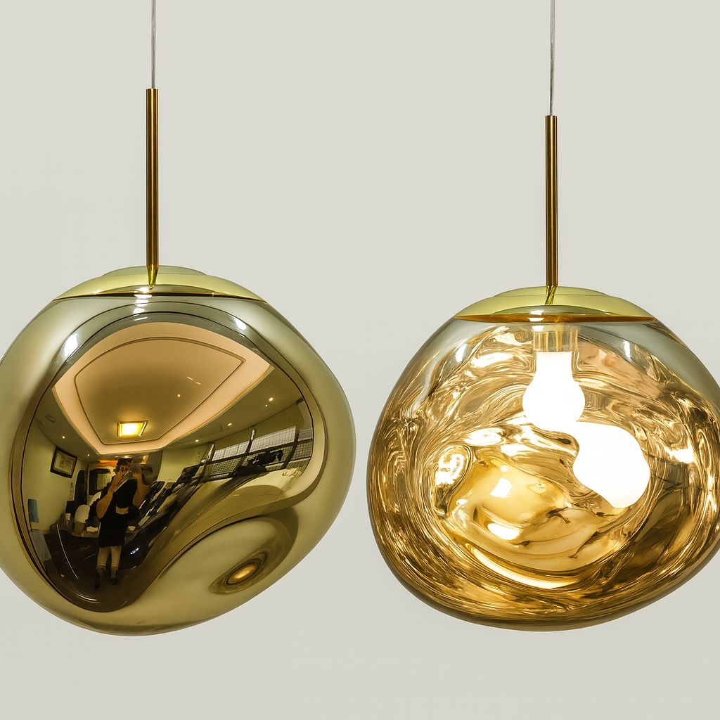 Kit 03 Peças Lustre Pendente Luxuoso Lava Macaron Nórdico Lustre - 0042 Conceito 15cm Dourado 