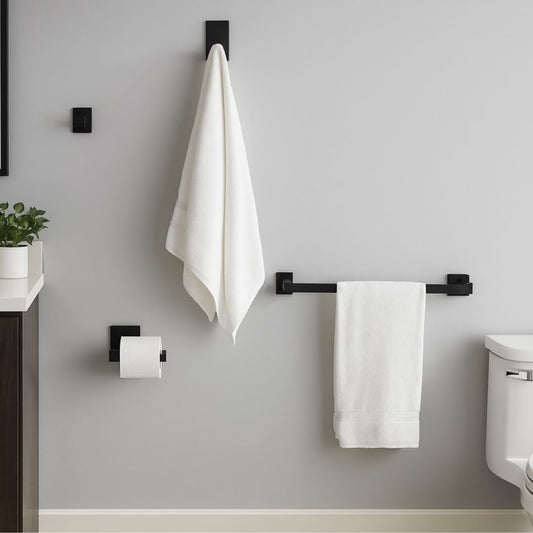Kit Completo Acessórios Banheiro Black Matte (04 Peças) Conceito 