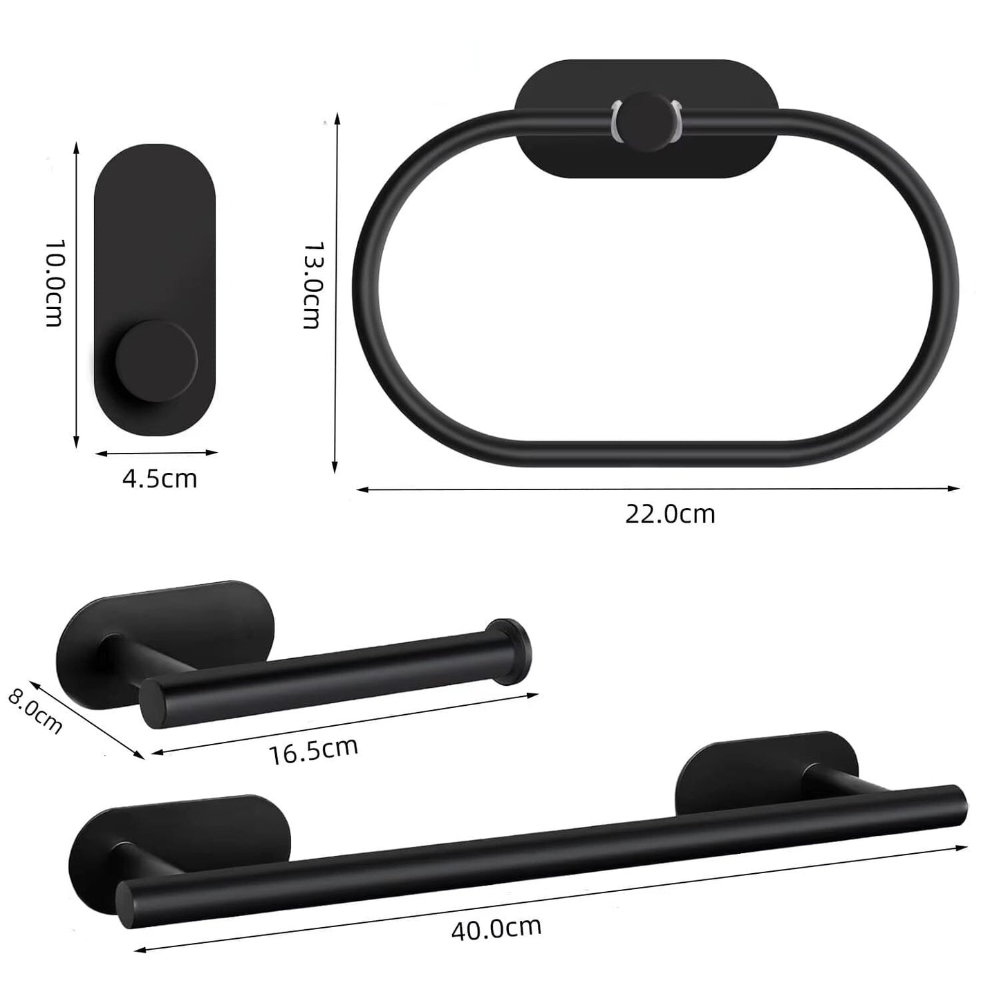 Kit Completo Acessórios Banheiro Black Oval (05 Peças) Conceito 