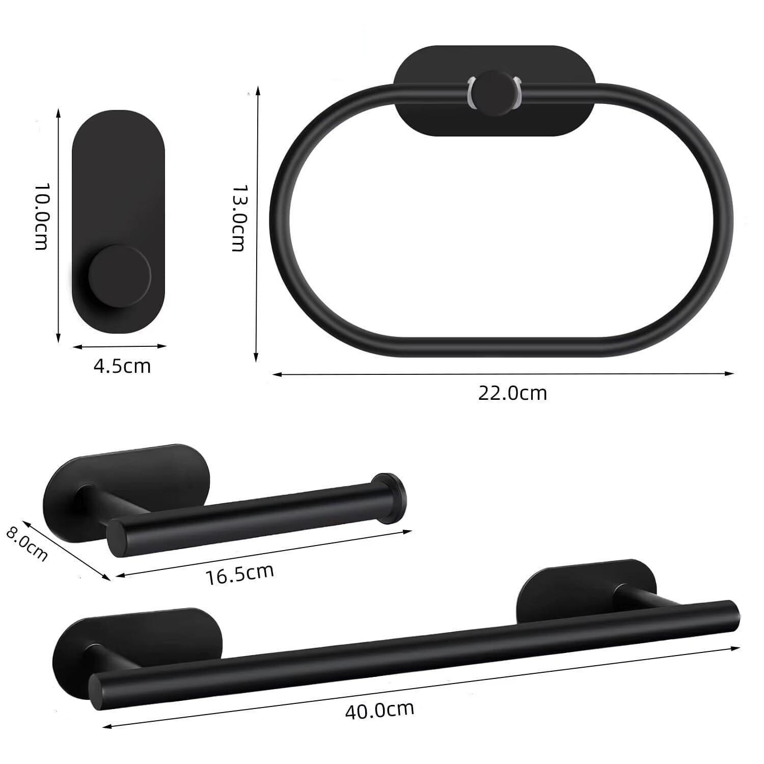 Kit Completo Acessórios Banheiro Black Oval (05 Peças) Conceito 