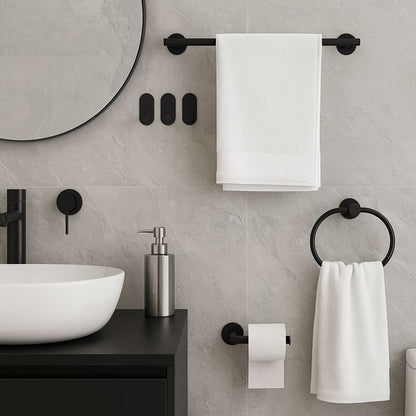 Kit Completo Acessórios Banheiro Black Oval (05 Peças) Conceito 