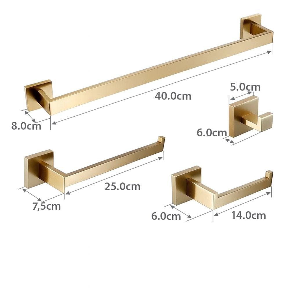 Kit Completo Acessórios Banheiro Max Gold (04 Peças) Conceito 