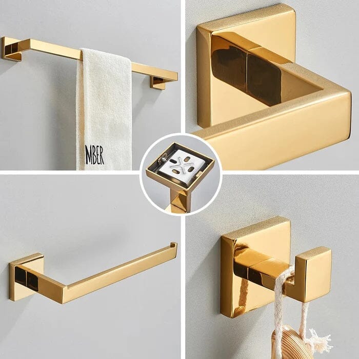 Kit Completo Acessórios Banheiro Max Gold (04 Peças) Conceito 