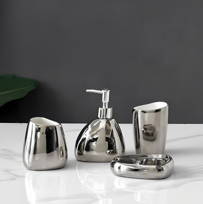 Kit de Lavabo Brilhance (04 Peças) YuDome Prata 