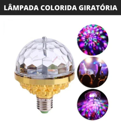 Lâmpada Giratória Colorida em Led Disco Fest Magic