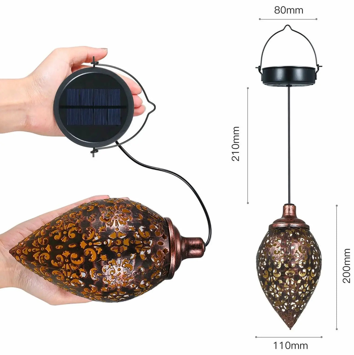 Lanterna Led Solar Impermeável de Pendurar Iluminação Decoração Jardim
