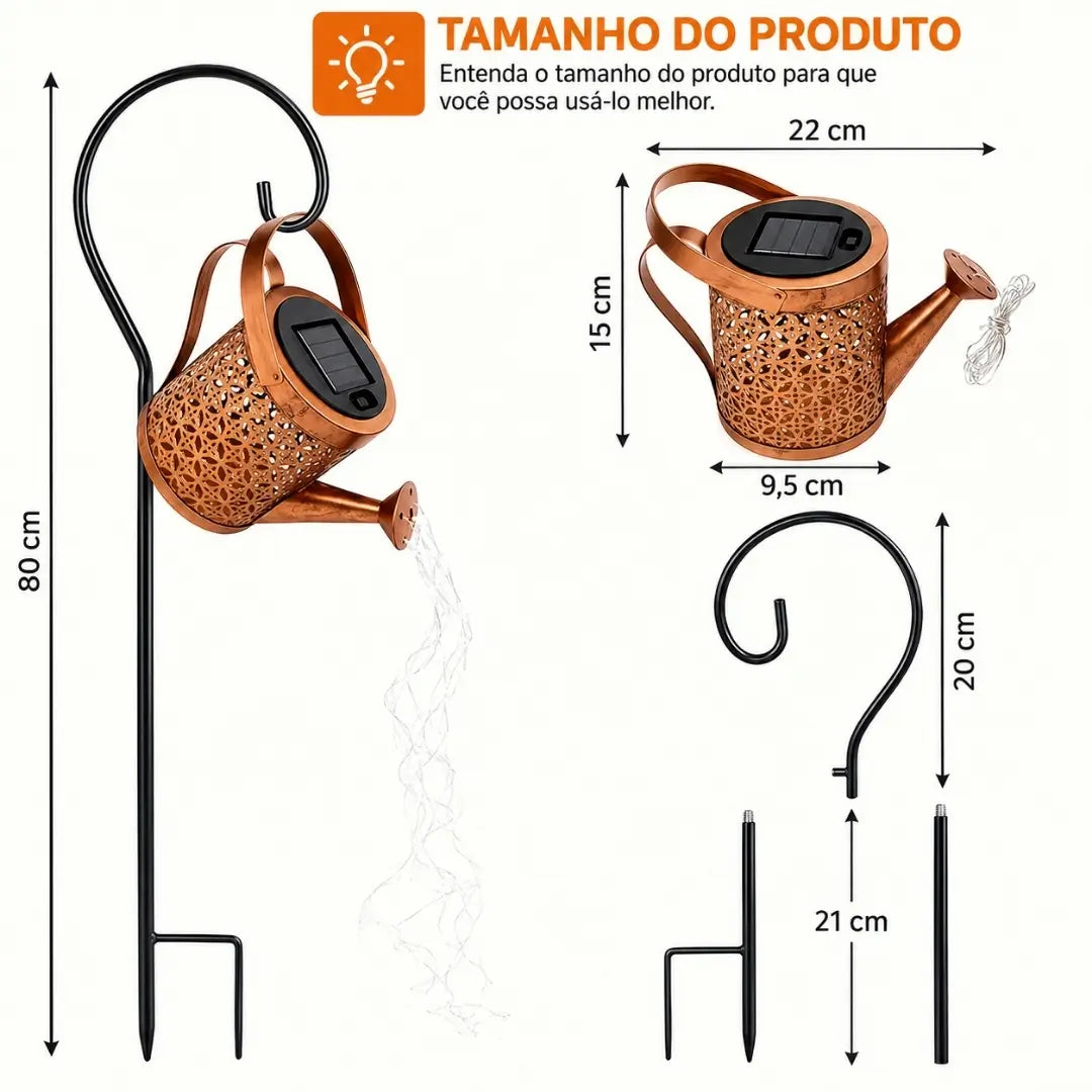 Lanterna Regador Iluminação Led Solar Decoração Jardim