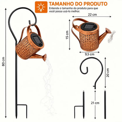 Lanterna Regador Iluminação Led Solar Decoração Jardim