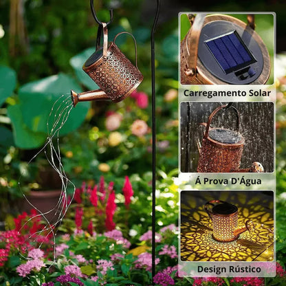 Lanterna Regador Iluminação Led Solar Decoração Jardim