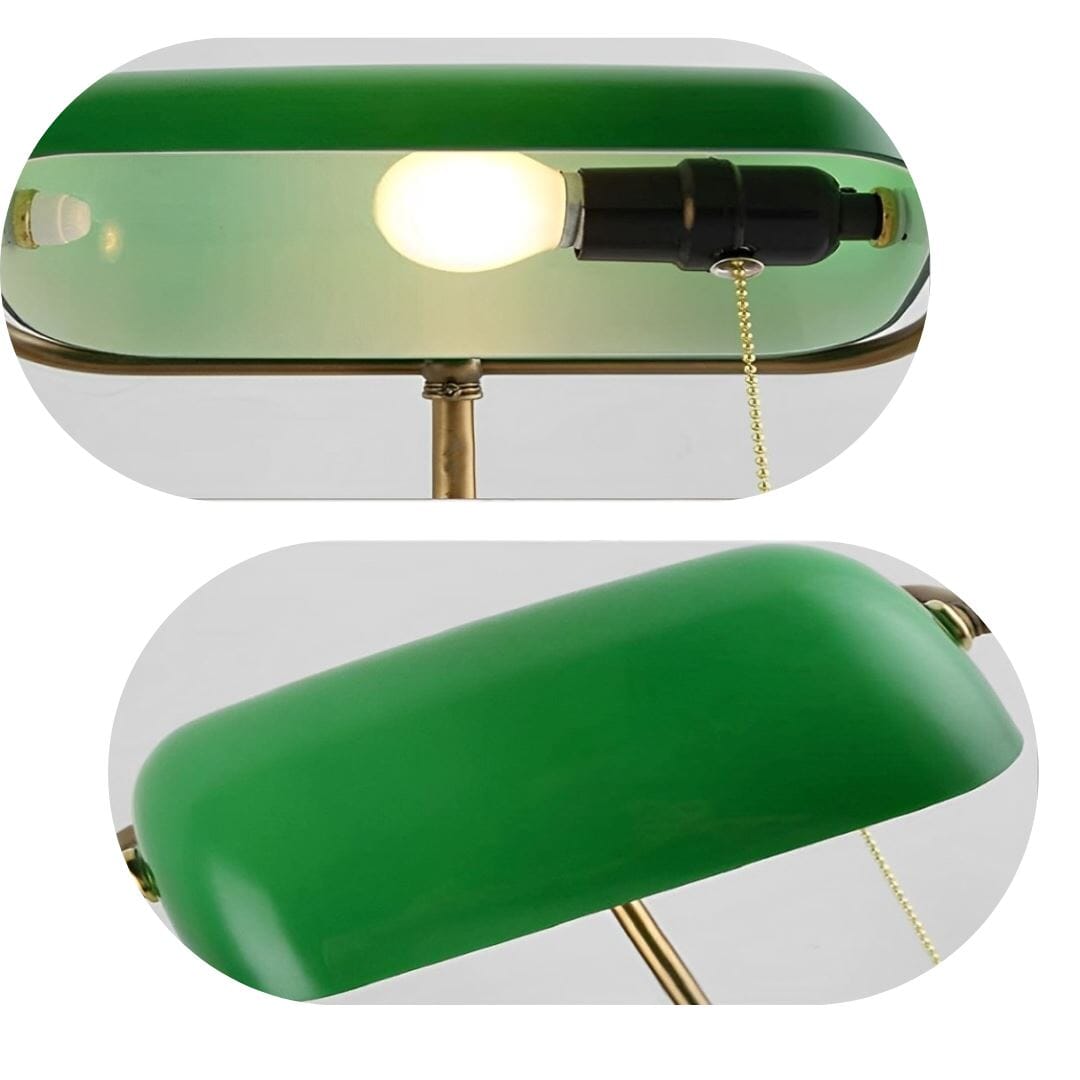 Luminária Abajur Banqueiro Retrô Vintage - Vidro Clássico Esmeralda Abajur - 0003 Conceito 