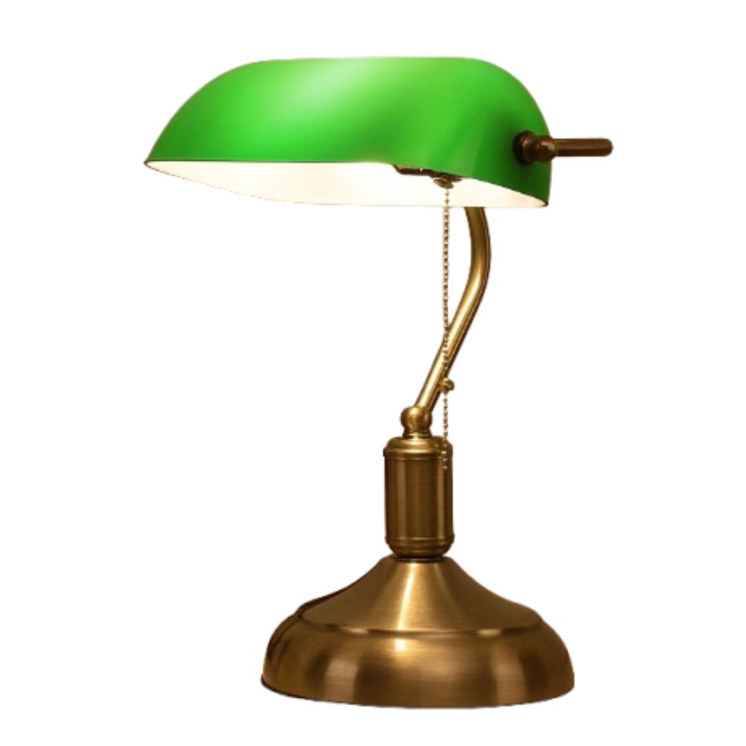 Luminária Abajur Banqueiro Retrô Vintage - Vidro Clássico Esmeralda Conceito 