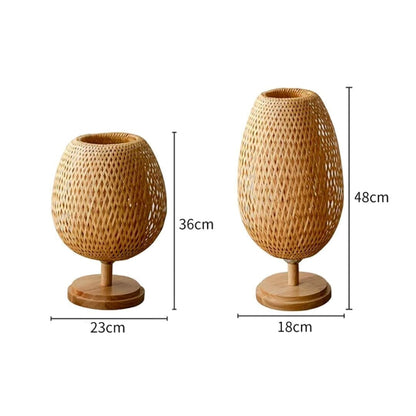 Luminária Abajur de Mesa Artesanal Bambu Rattan Abajur - 0052 YuDome 