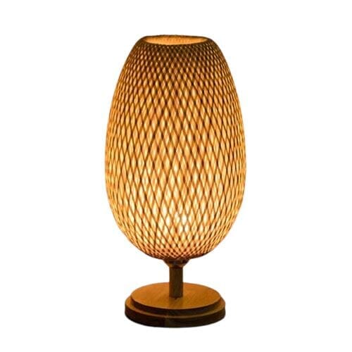 Luminária Abajur de Mesa Artesanal Bambu Rattan Abajur - 0052 YuDome 