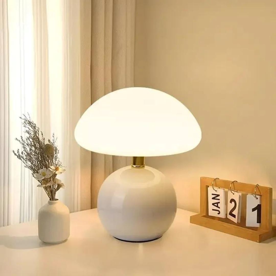 Luminária Abajur de Mesa Cogumelo Abajur - 0026 Conceito Branco 