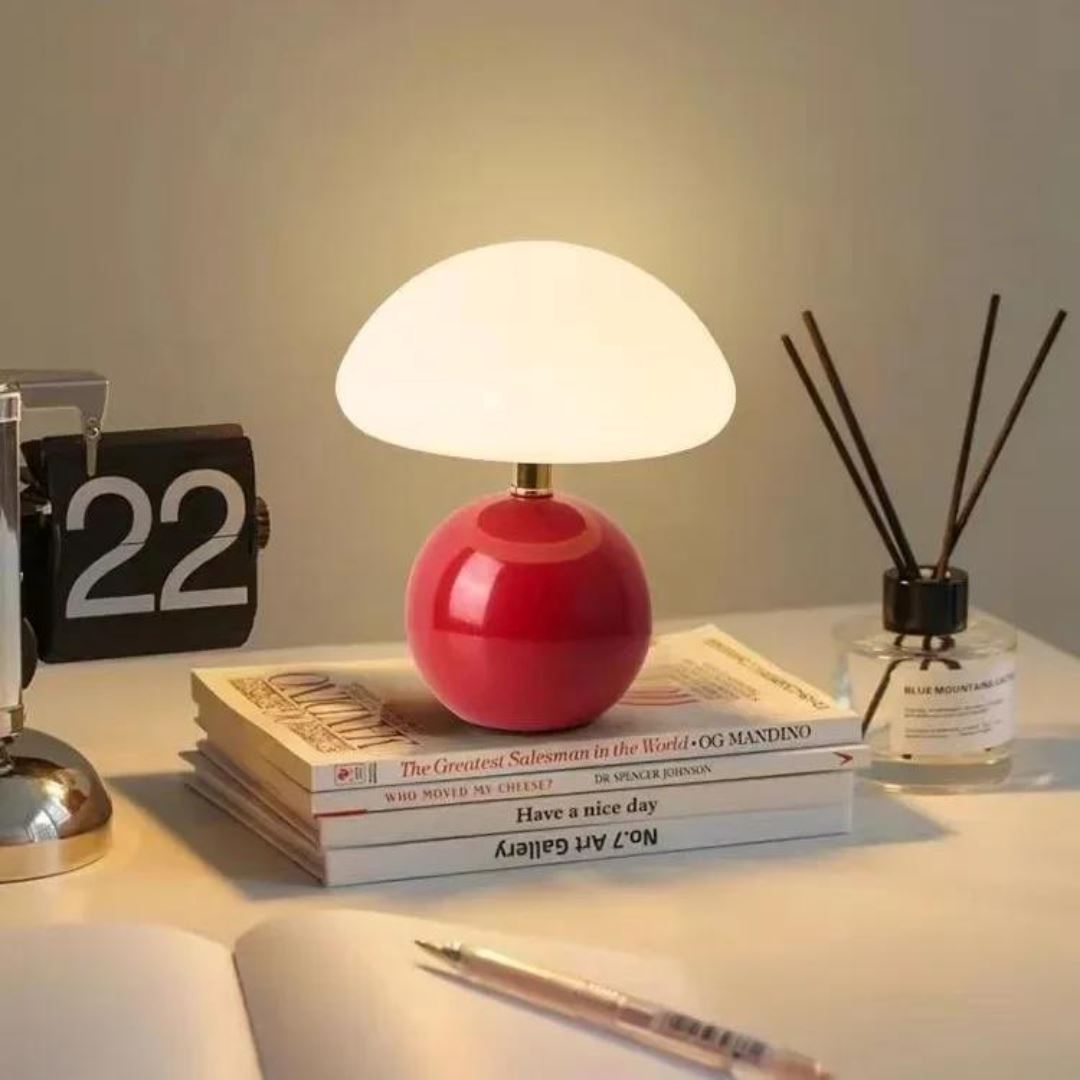 Luminária Abajur de Mesa Cogumelo Abajur - 0026 Conceito Vermelho 