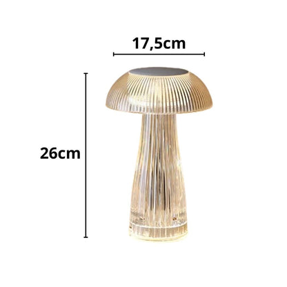 Luminária Abajur de Mesa Cogumelo em Cristal Sem Fio e Recarregável ### Conceito 