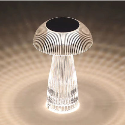 Luminária Abajur de Mesa Cogumelo em Cristal Sem Fio e Recarregável ### Conceito 