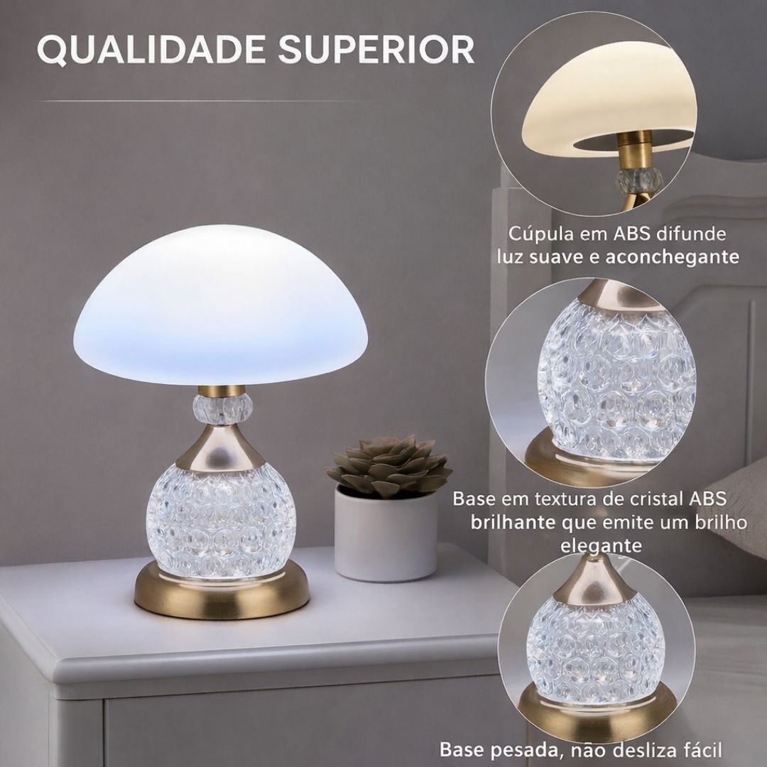 Luminária Abajur de Mesa Cogumelo Retrô Deluxe Abajur - 0039 Conceito 