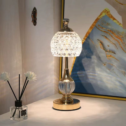 Luminária Abajur de mesa Cristal Lux Dourado YuDome 