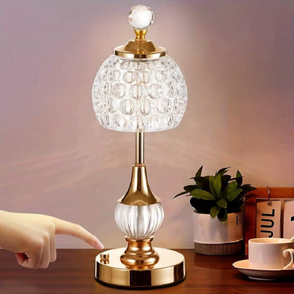 Luminária Abajur de mesa Cristal Lux Dourado YuDome 