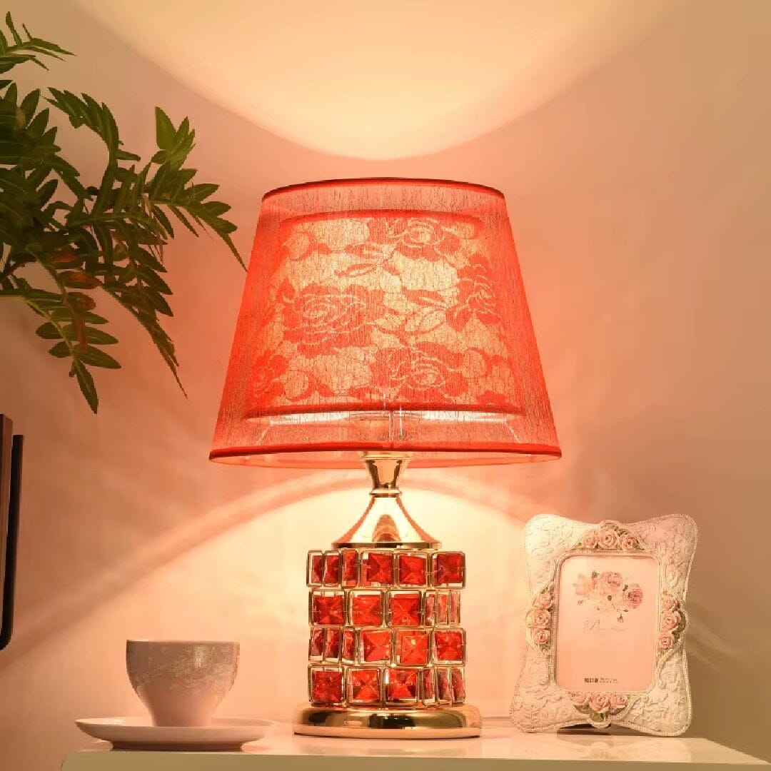 Luminária Abajur de Mesa e Cabeceira Elegance Jewel Crystal em LED Abajur - 0049 YuDome Rubi 