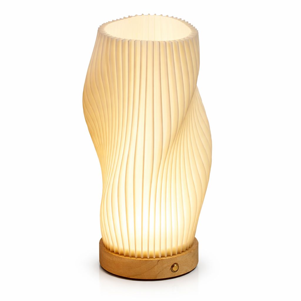 Luminária Abajur de Mesa Espiral Naturale – Design em Madeira e Led ### Conceito 