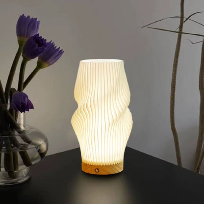 Luminária Abajur de Mesa Espiral Naturale – Design em Madeira e Led ### Conceito 