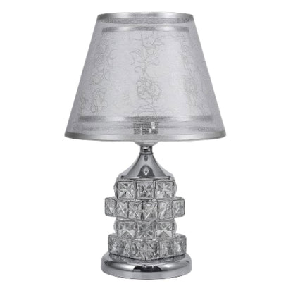 Luminária Abajur de Mesa Europeu Crystals Conceito Prata 
