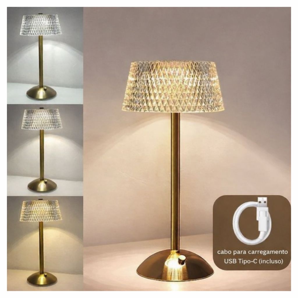 Luminária Abajur de Mesa Luzzo Touch Led USB Conceito 