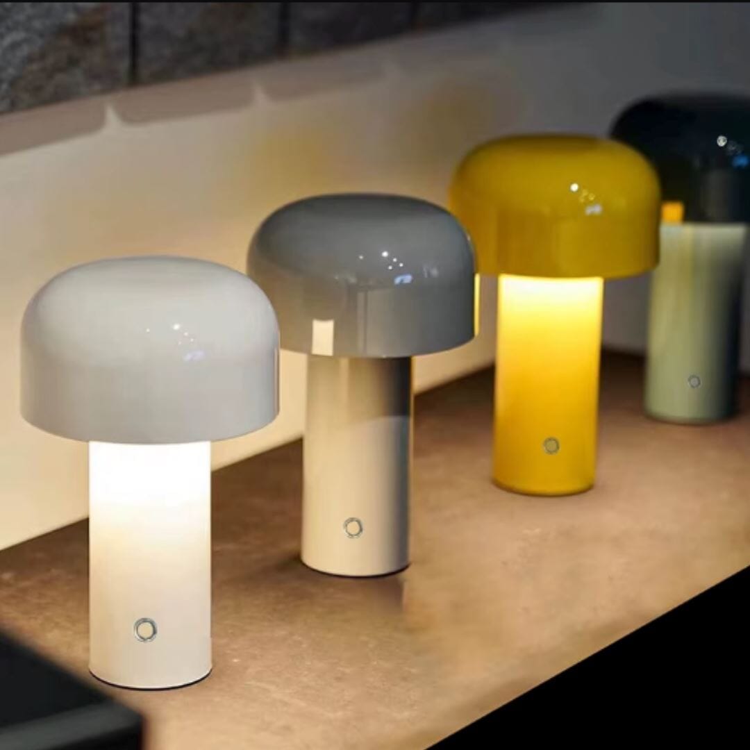 Luminária Abajur de Mesa Mushroom Colors Sem Fio e Recarregável - 21cm Abajur - 0042 YuDome 