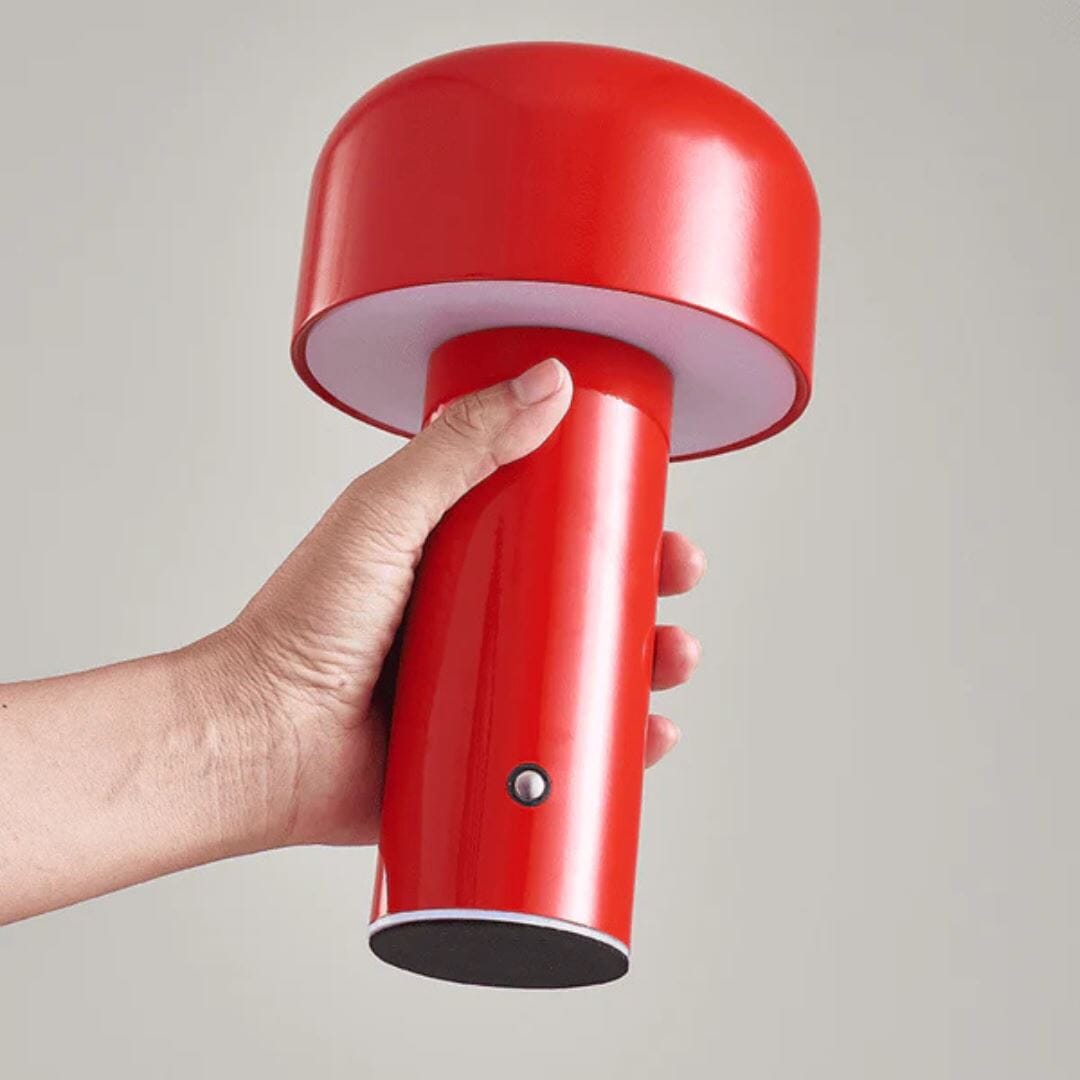 Luminária Abajur de Mesa Mushroom Colors Sem Fio e Recarregável - 21cm Abajur - 0042 YuDome Vermelho 