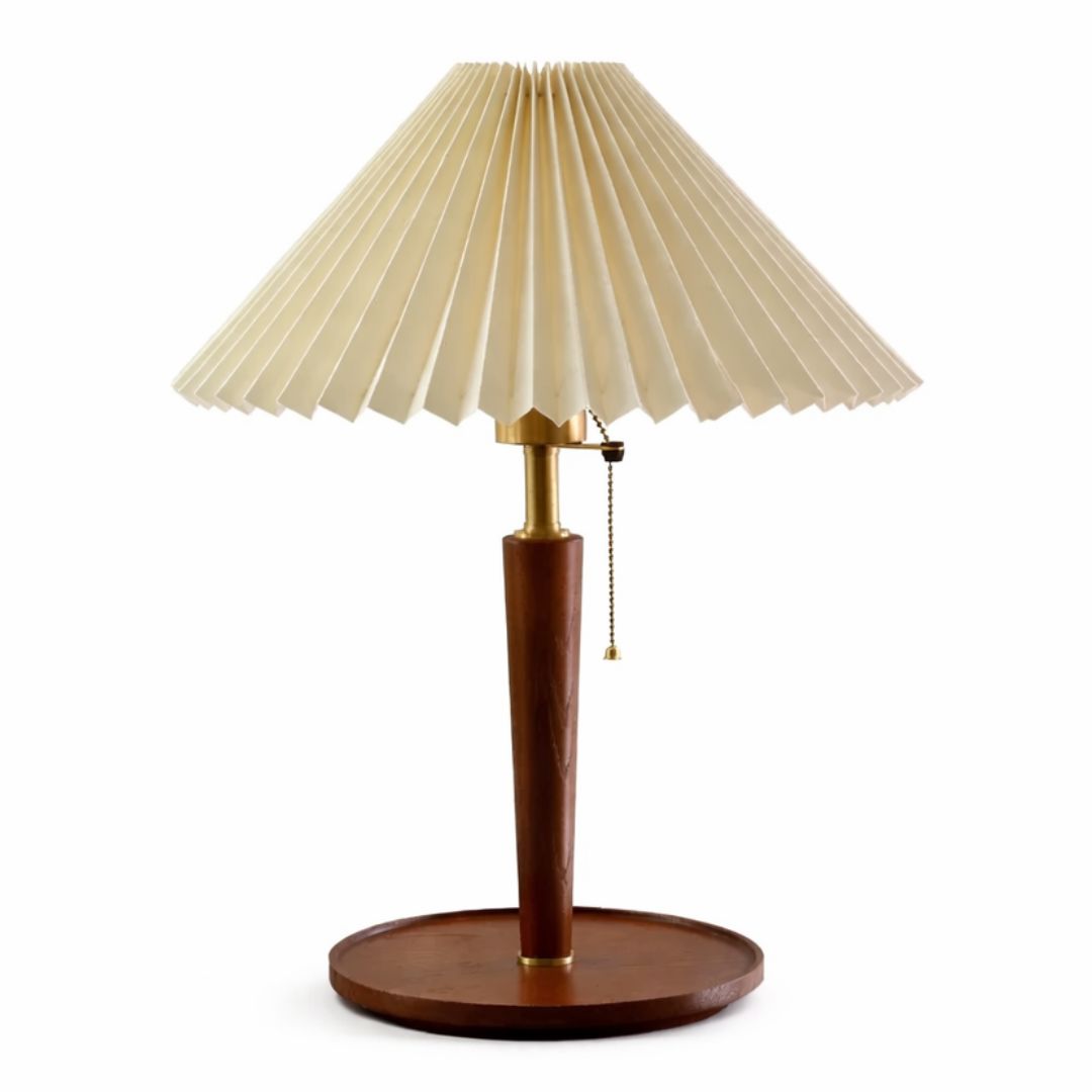 Luminária Abajur de Mesa Retrô Viena Plissado 47cm Abajur - 0069 Conceito 
